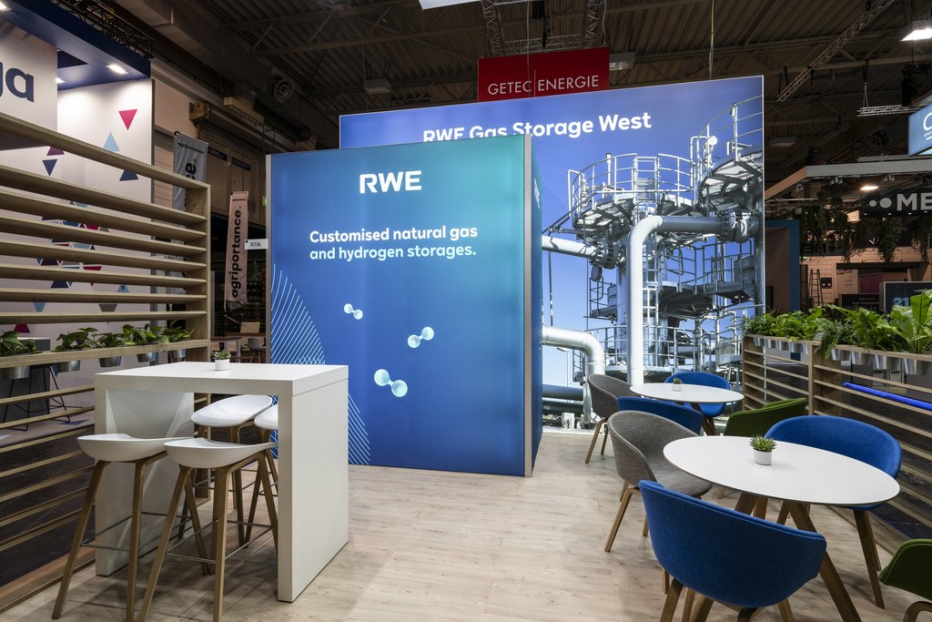 RWE-Messestand für Erdgas- und Wasserstoffspeicher
